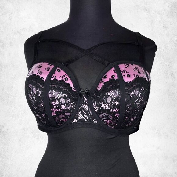Torrid 42DD Bombshell Everyday Push-Up Bra Pink & Black Lace (New Without Tags) - Picture 3 of 6
